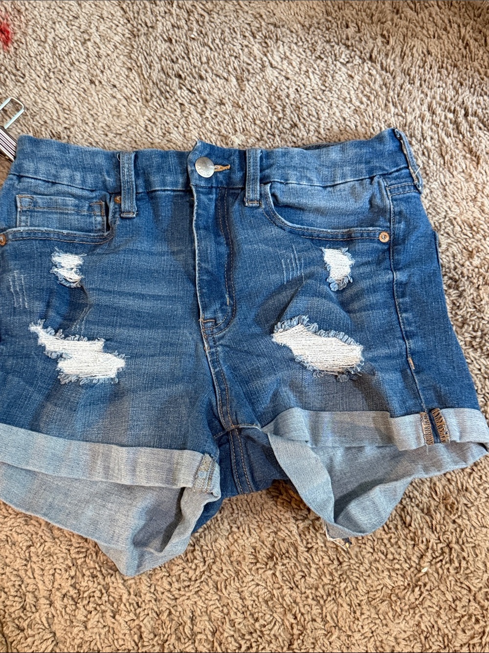 Aeropostale Blue Distressed Cuffed Jean Shorts